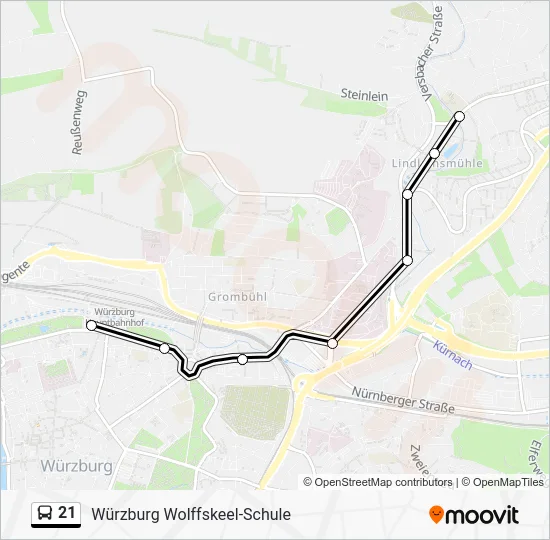 Автобус 21: карта маршрута