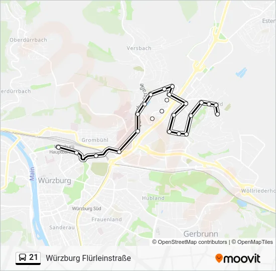 Автобус 21: карта маршрута