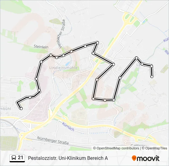 Автобус 21: карта маршрута