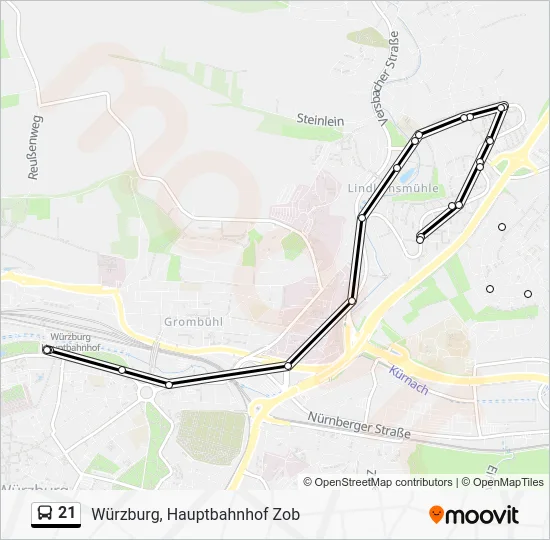 Автобус 21: карта маршрута