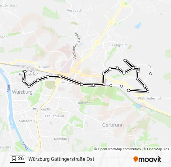 Автобус 26: карта маршрута