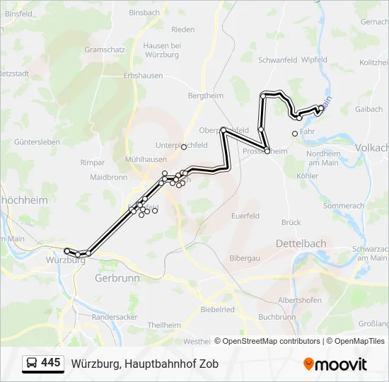 Автобус 445: карта маршрута