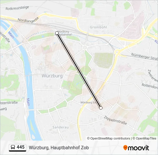 Автобус 445: карта маршрута