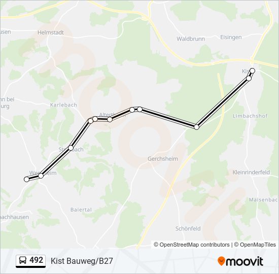 Маршрут 492: Расписание, Карты И Остановки - Kist Bauweg/B27.