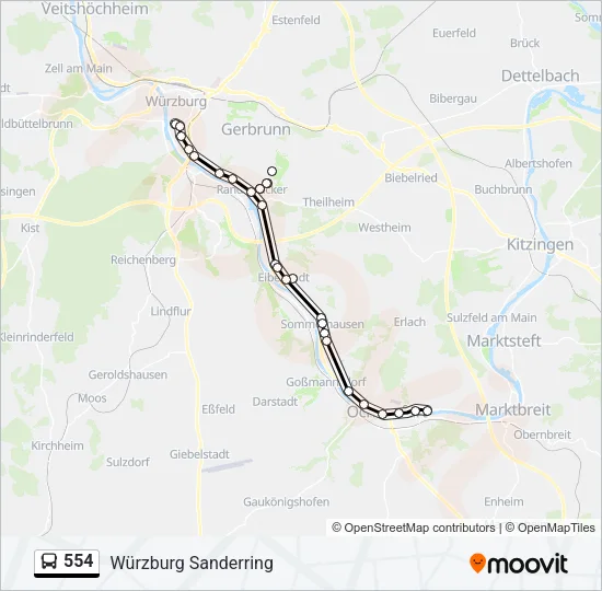 554 Bus Line Map