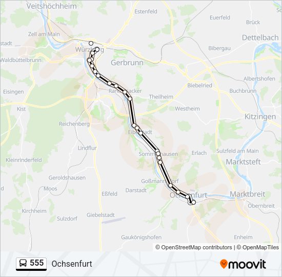 Buslinie 555 Karte