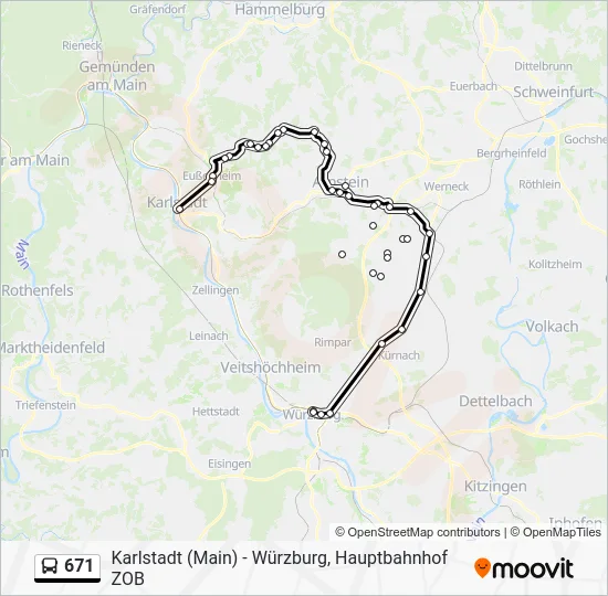 Автобус 671: карта маршрута