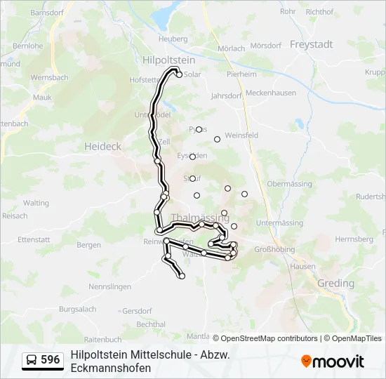 596 Bus Line Map
