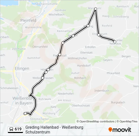 619 Bus Line Map