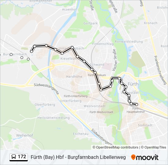 Buslinie 172 Karte