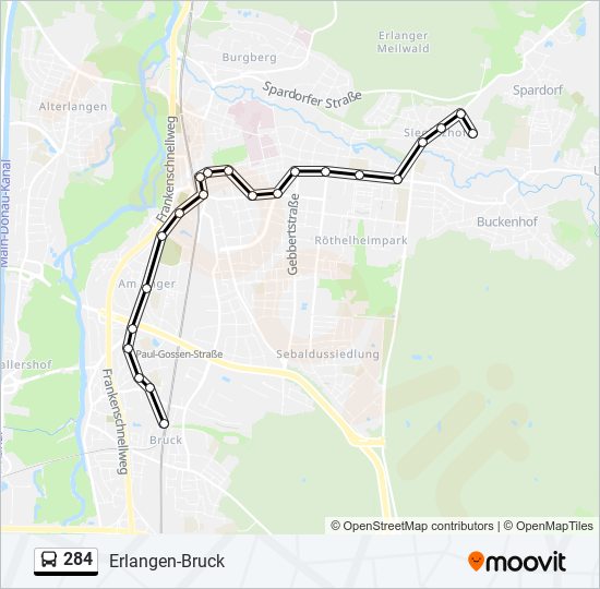 284 bus Line Map