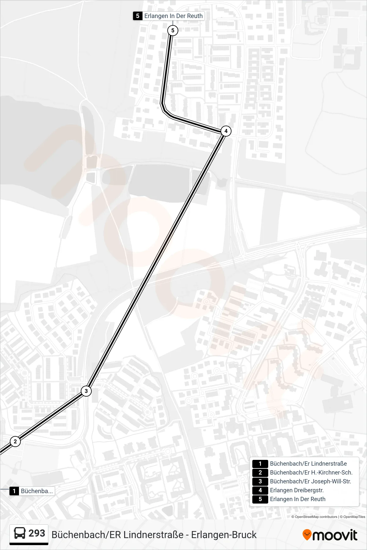 293 bus Line (In Der Reuth) route and stops on a map