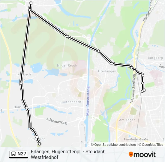 Автобус N27: карта маршрута