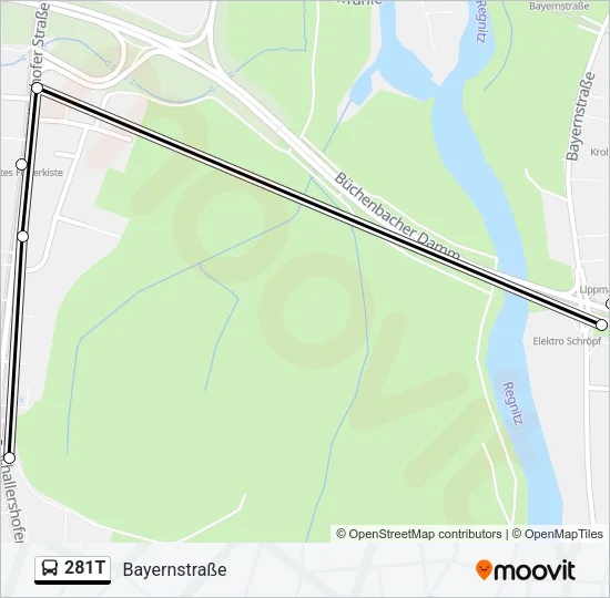 281T Bus Line Map