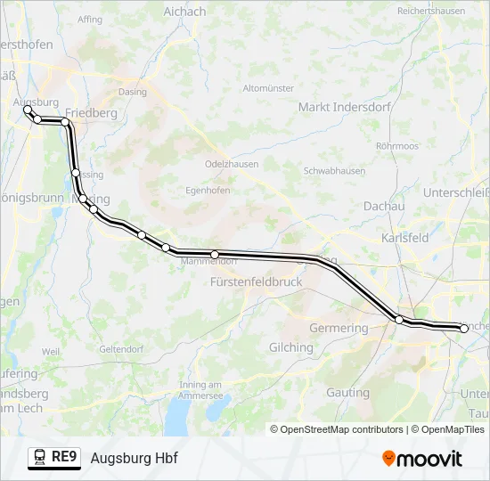 RE9 Train Line Map