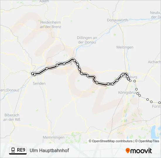 RE9 Train Line Map