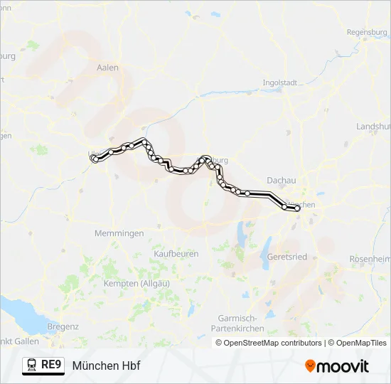 Поезд RE9: карта маршрута