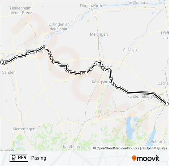 RE9 Train Line Map