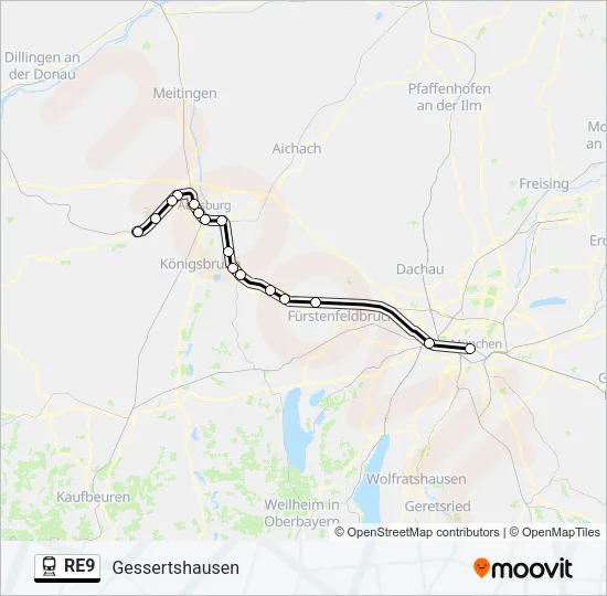 RE9 Train Line Map