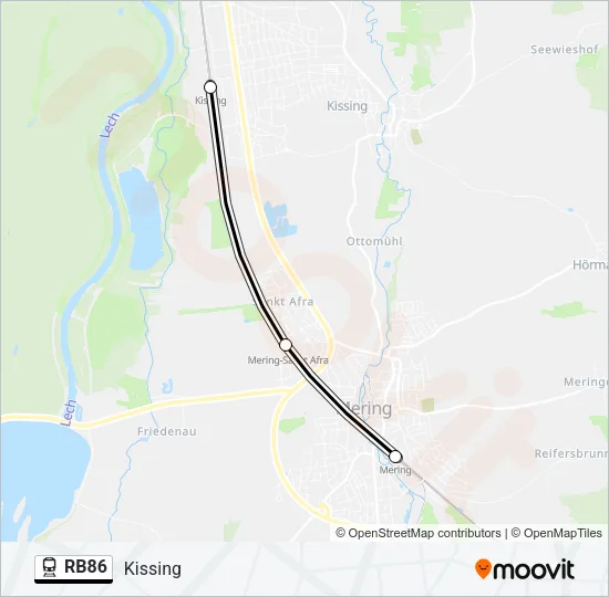 Поезд RB86: карта маршрута