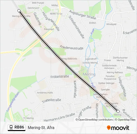 Поезд RB86: карта маршрута