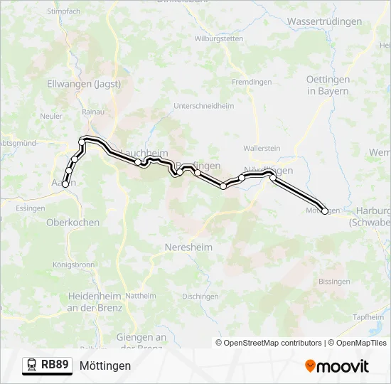 Поезд RB89: карта маршрута