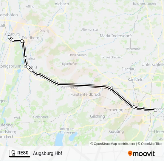 Поезд RE80: карта маршрута