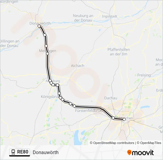 Поезд RE80: карта маршрута