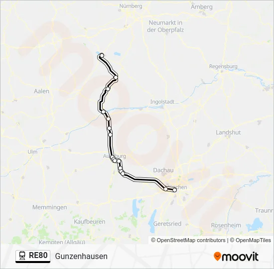 Поезд RE80: карта маршрута