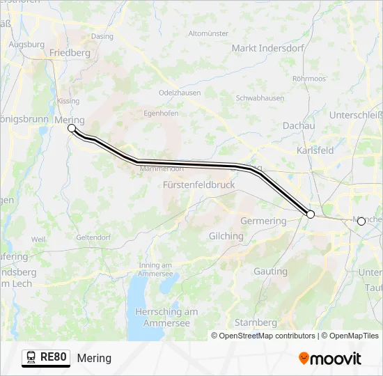 Поезд RE80: карта маршрута