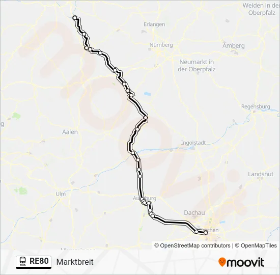 Поезд RE80: карта маршрута