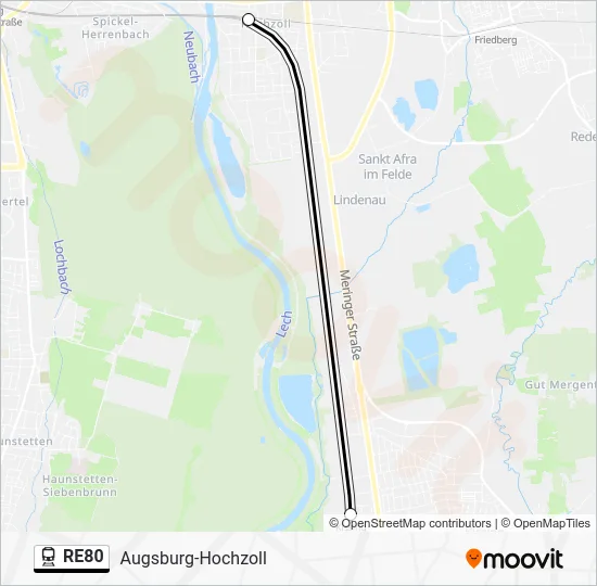 Поезд RE80: карта маршрута