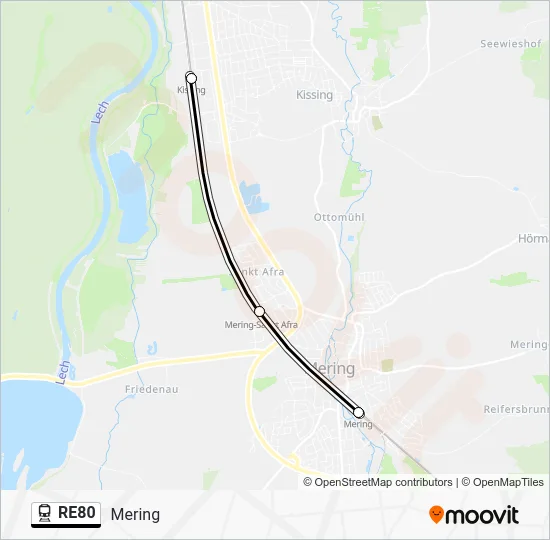 Поезд RE80: карта маршрута