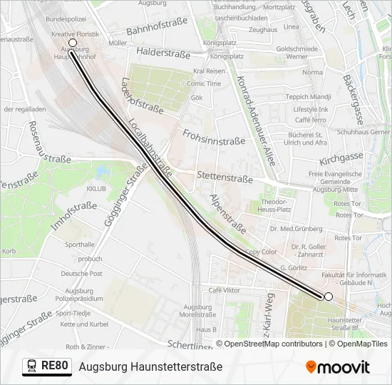 Поезд RE80: карта маршрута
