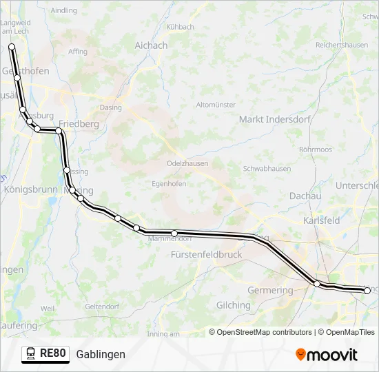 Поезд RE80: карта маршрута