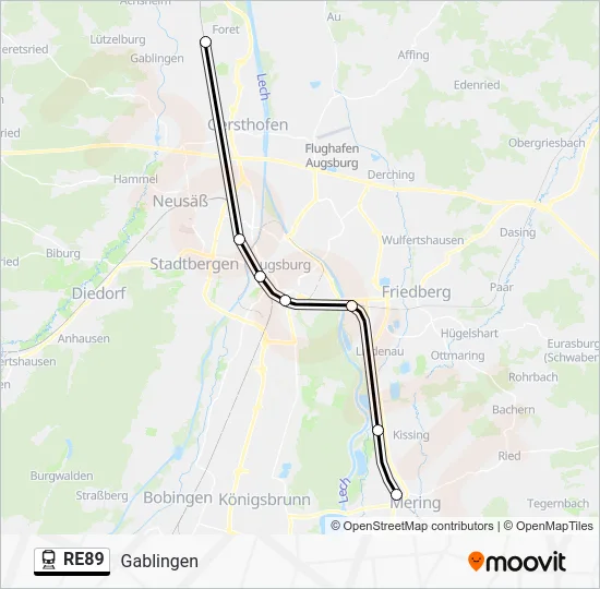 Поезд RE89: карта маршрута