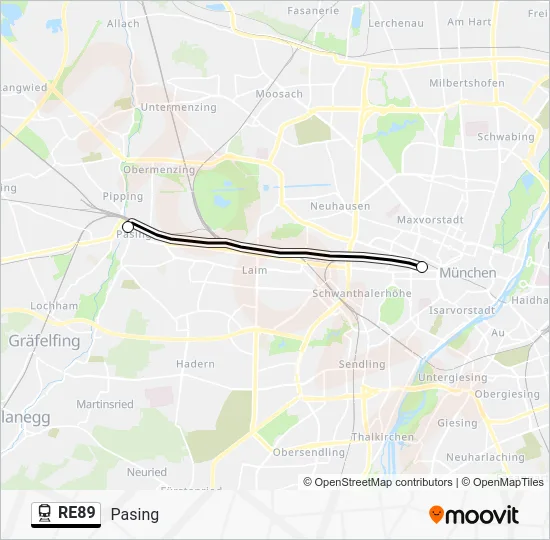Поезд RE89: карта маршрута