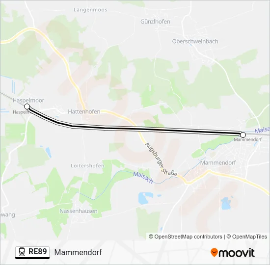 Поезд RE89: карта маршрута