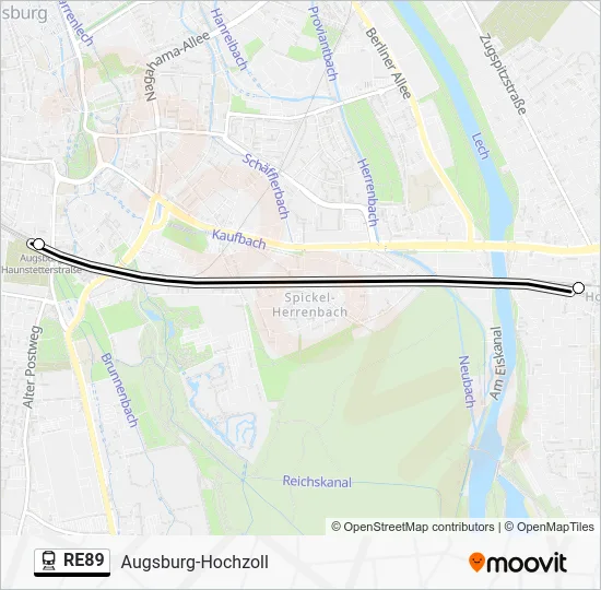 Поезд RE89: карта маршрута