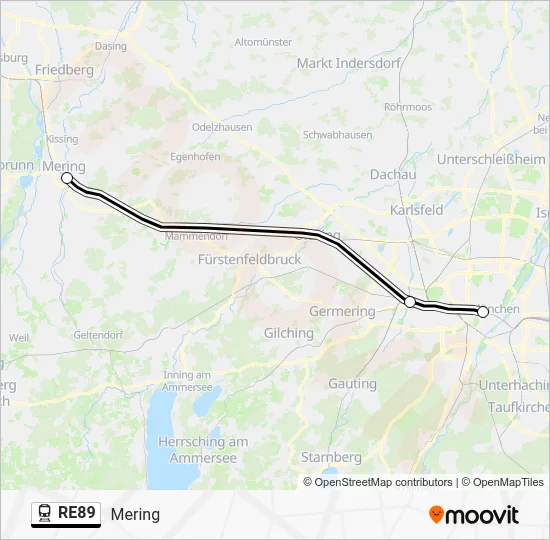 Поезд RE89: карта маршрута