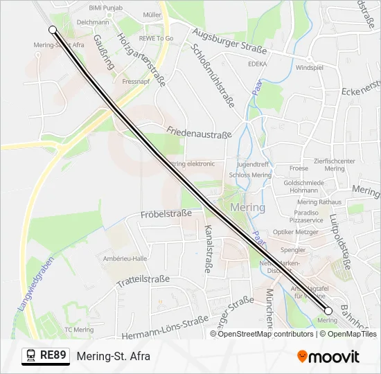 Поезд RE89: карта маршрута