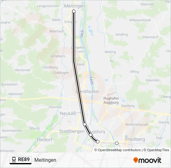 Поезд RE89: карта маршрута