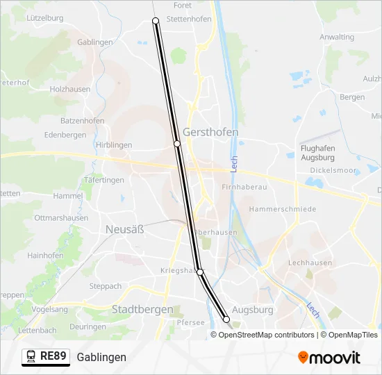 Поезд RE89: карта маршрута