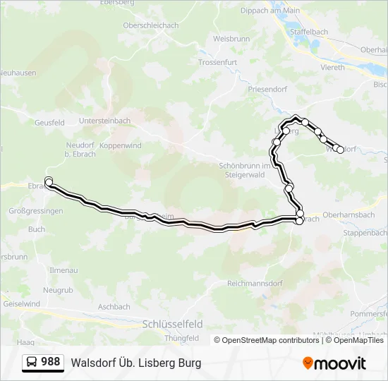 Автобус 988: карта маршрута