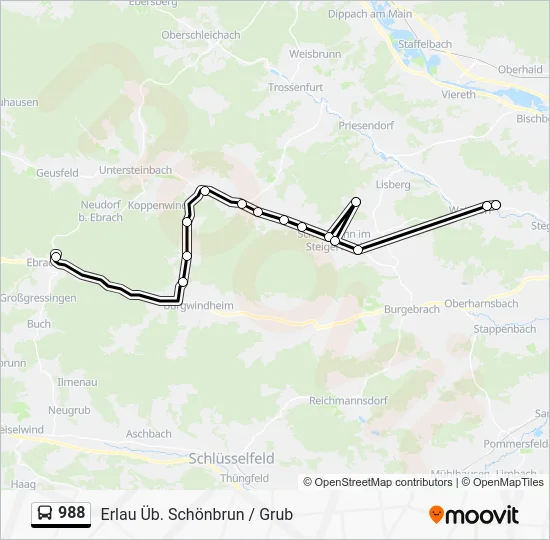 Автобус 988: карта маршрута