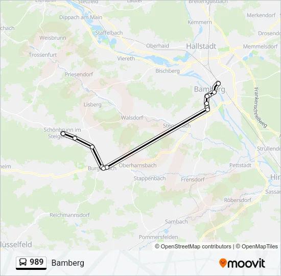 Автобус 989: карта маршрута