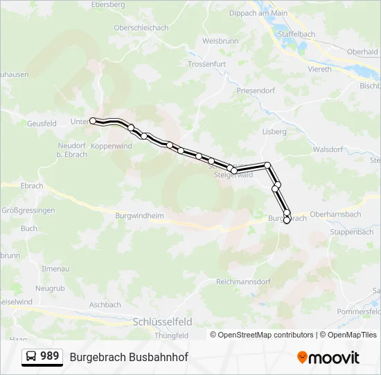 Автобус 989: карта маршрута