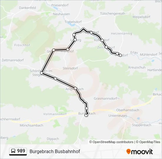 Автобус 989: карта маршрута