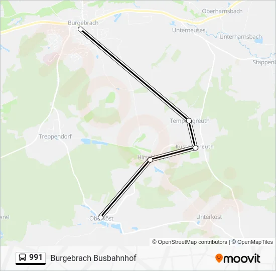 Автобус 991: карта маршрута