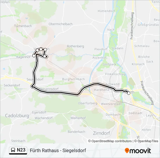 N23 Bus Line Map